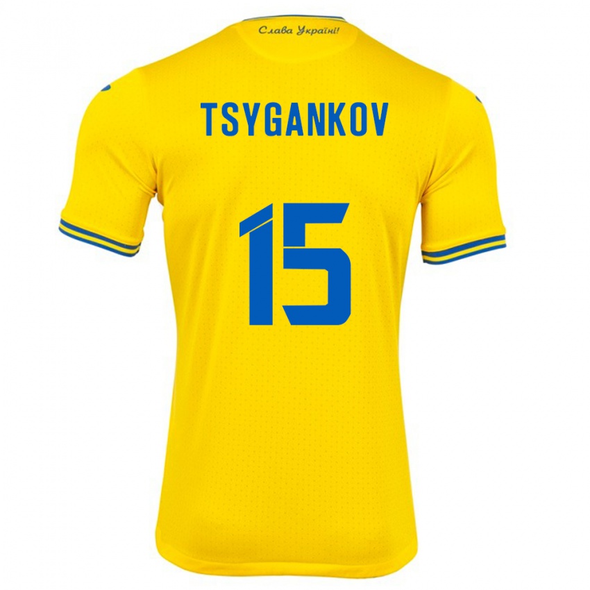 Miesten Ukraina Viktor Tsygankov #15 Keltainen Kotipaita 24-26 Lyhythihainen Paita T-Paita