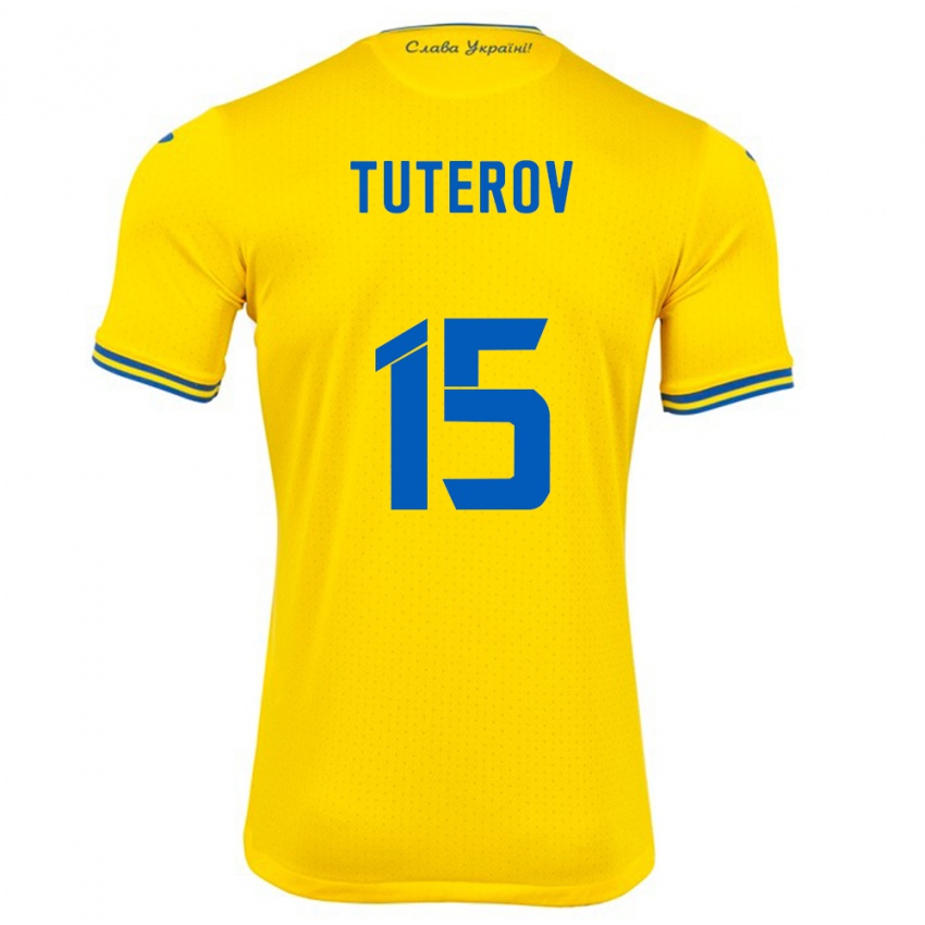 Miesten Ukraina Timur Tuterov #15 Keltainen Kotipaita 24-26 Lyhythihainen Paita T-Paita