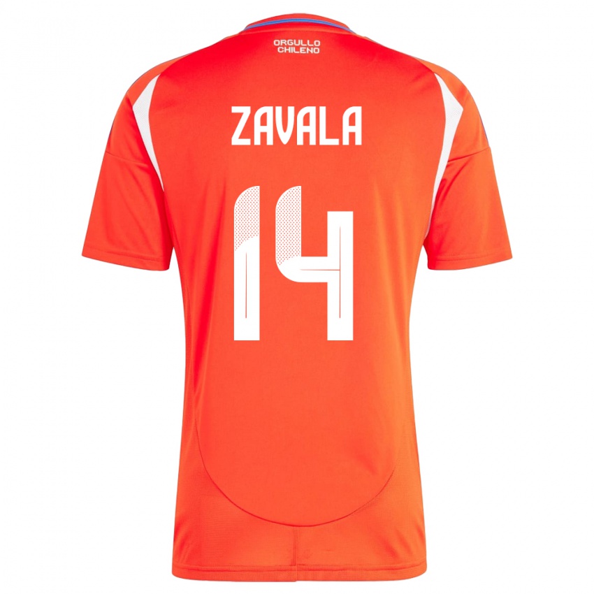 Miesten Chile Cristián Zavala #14 Punainen Kotipaita 24-26 Lyhythihainen Paita T-Paita