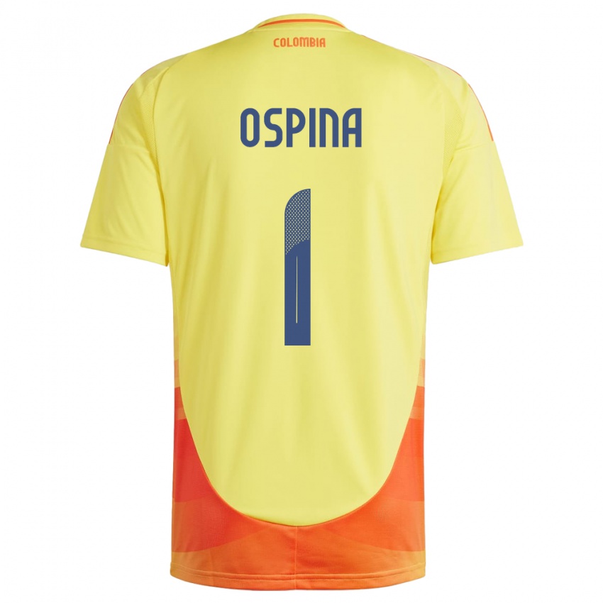 Miesten Kolumbia David Ospina #1 Keltainen Kotipaita 24-26 Lyhythihainen Paita T-Paita