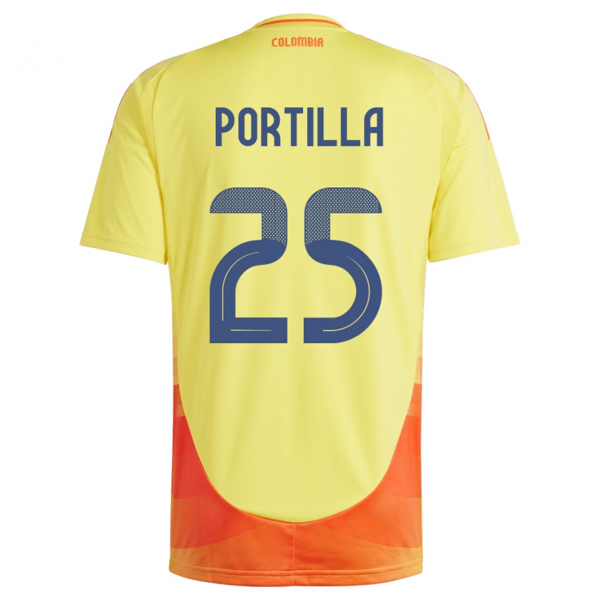 Miesten Kolumbia Juan Portilla #25 Keltainen Kotipaita 24-26 Lyhythihainen Paita T-Paita