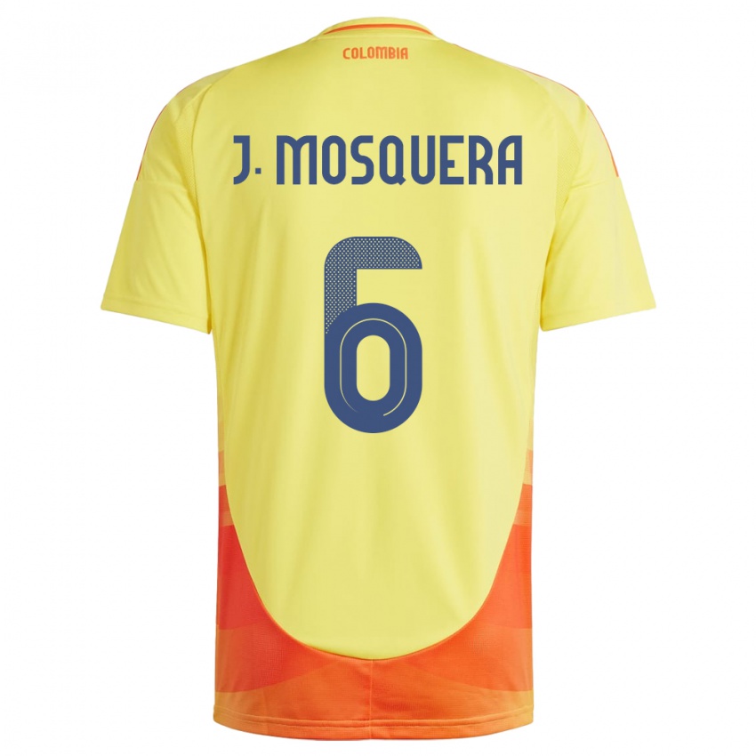 Miesten Kolumbia Juan Mosquera #6 Keltainen Kotipaita 24-26 Lyhythihainen Paita T-Paita