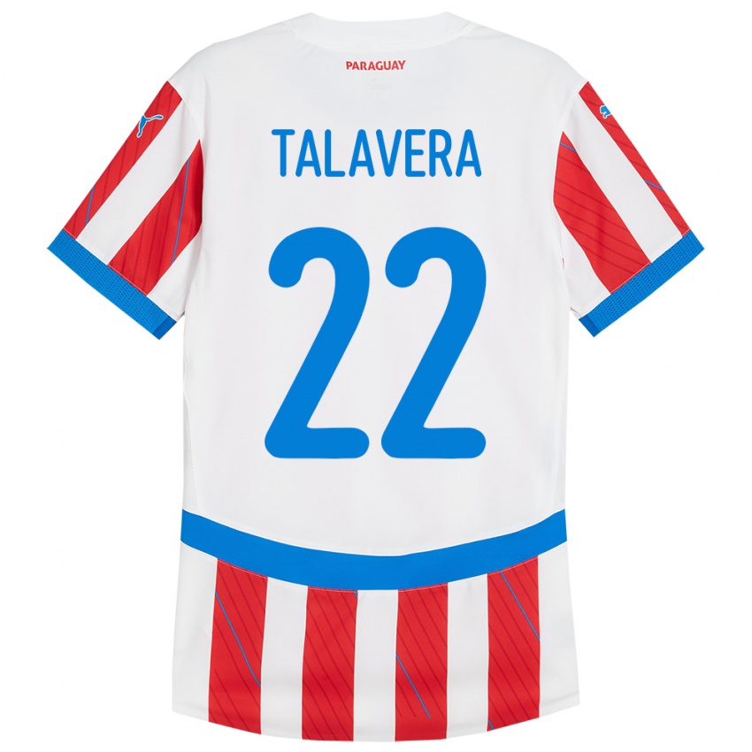 Miesten Paraguay Javier Talavera #22 Valkoinen Punainen Kotipaita 24-26 Lyhythihainen Paita T-Paita