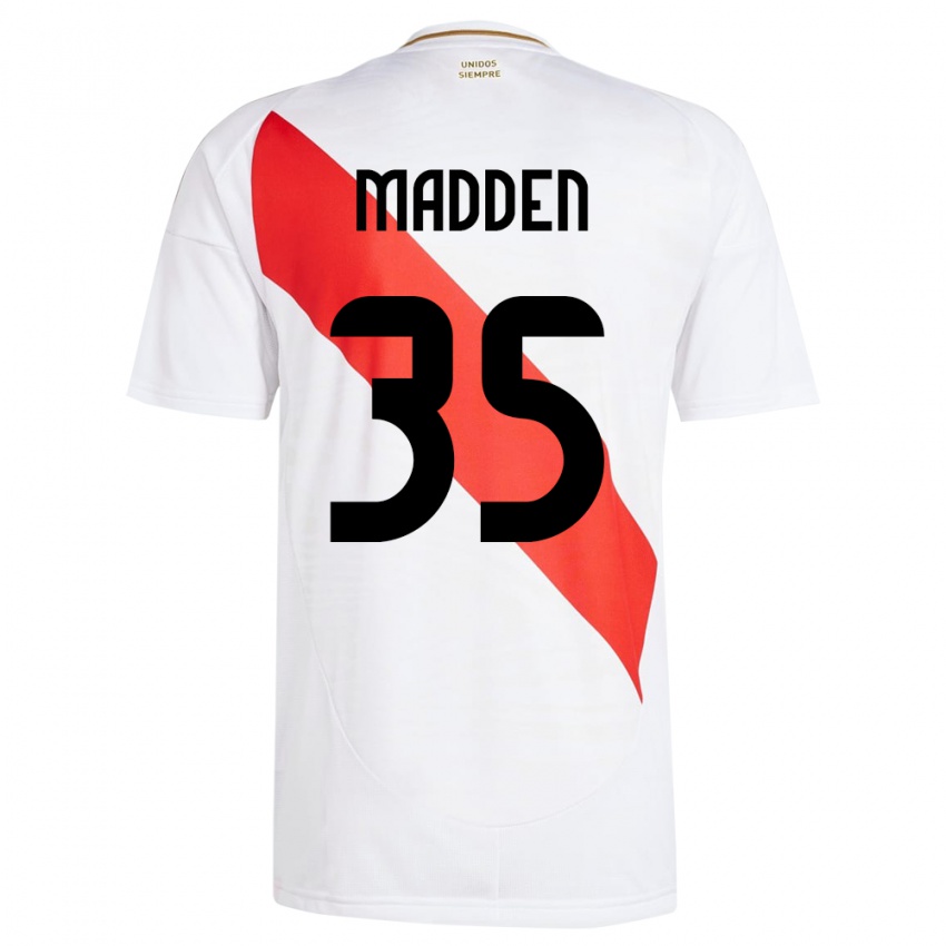 Miesten Peru Savannah Madden #35 Valkoinen Kotipaita 24-26 Lyhythihainen Paita T-Paita