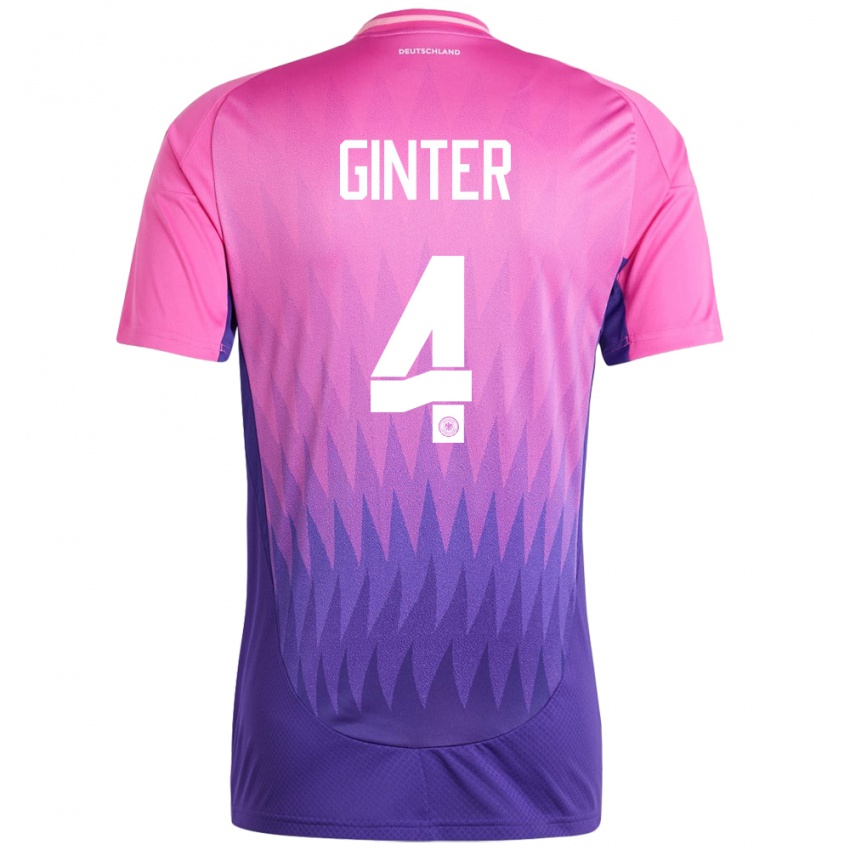 Miesten Saksa Matthias Ginter #4 Vaaleanpunainen Violetti Vieraspaita 24-26 Lyhythihainen Paita T-Paita