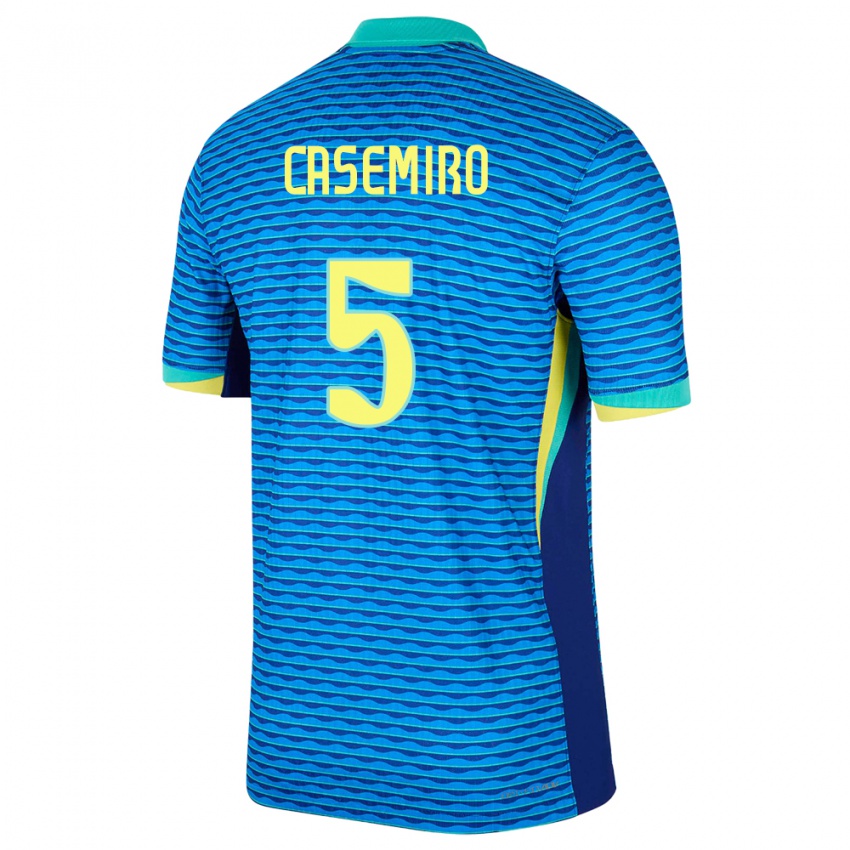 Miesten Brasilia Casemiro #5 Sininen Vieraspaita 24-26 Lyhythihainen Paita T-Paita