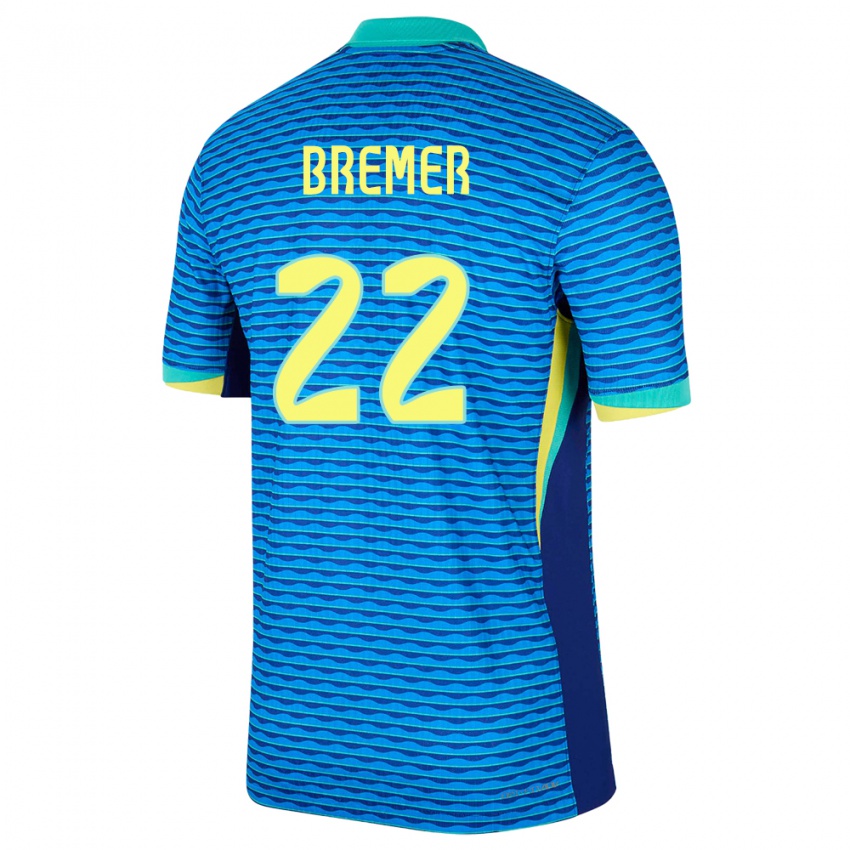 Miesten Brasilia Bremer #22 Sininen Vieraspaita 24-26 Lyhythihainen Paita T-Paita
