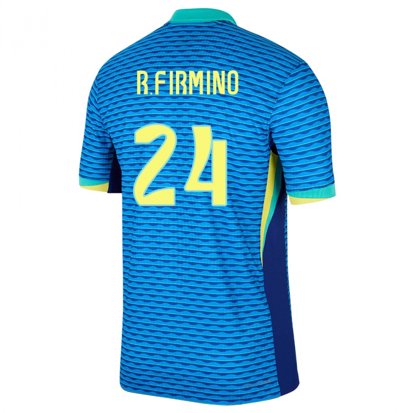 Miesten Brasilia Roberto Firmino #24 Sininen Vieraspaita 24-26 Lyhythihainen Paita T-Paita
