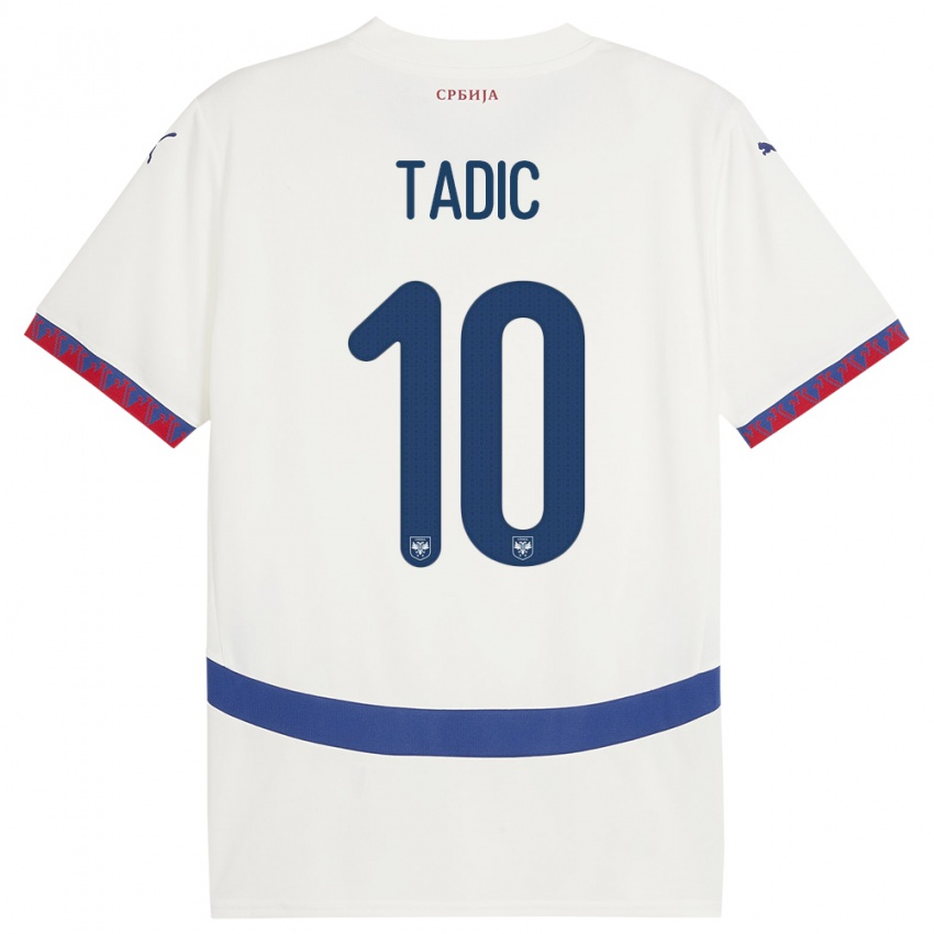 Miesten Serbia Dusan Tadic #10 Valkoinen Vieraspaita 24-26 Lyhythihainen Paita T-Paita