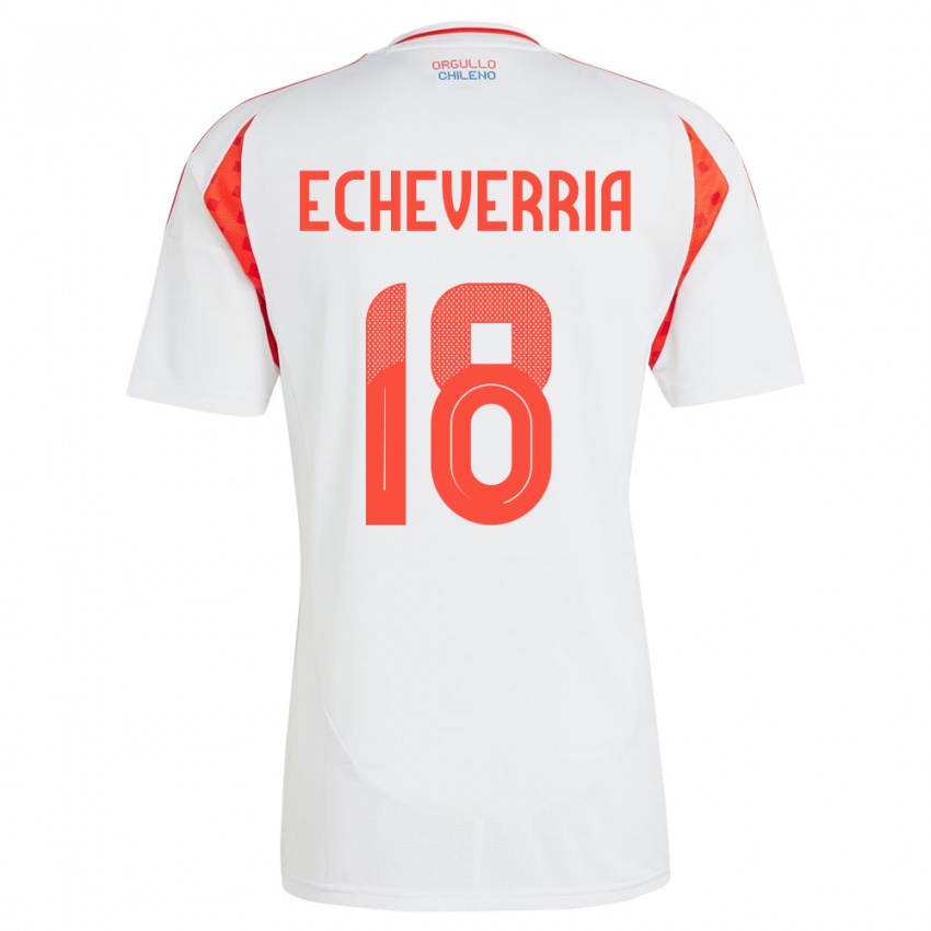 Miesten Chile Rodrigo Echeverría #18 Valkoinen Vieraspaita 24-26 Lyhythihainen Paita T-Paita