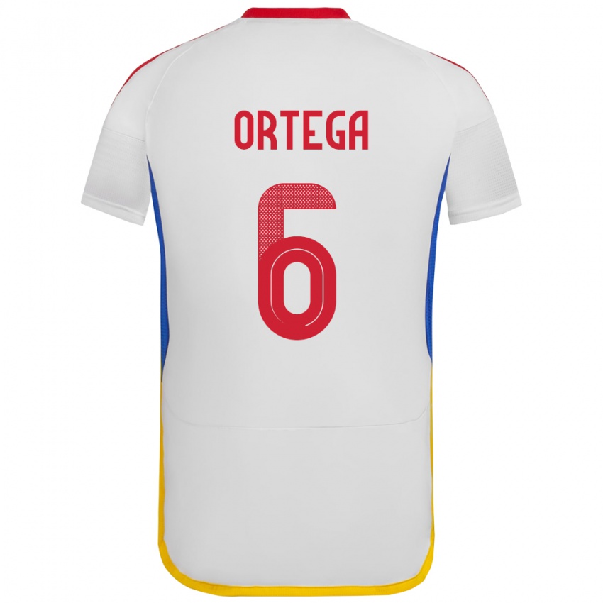 Miesten Venezuela Bryant Ortega #6 Valkoinen Vieraspaita 24-26 Lyhythihainen Paita T-Paita