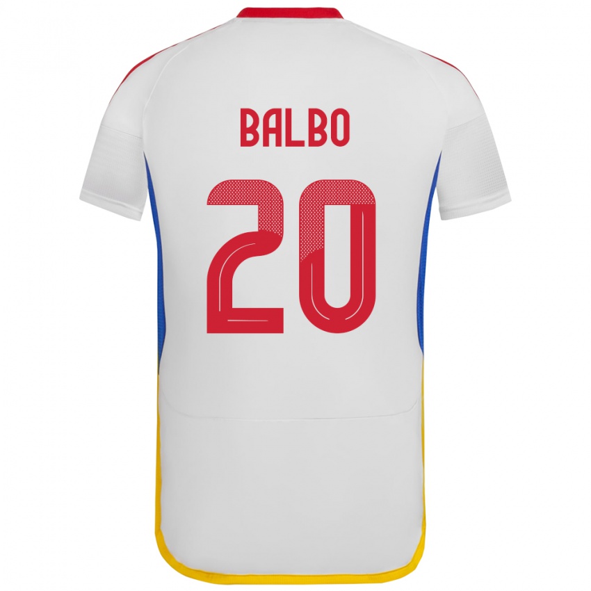 Miesten Venezuela Luis Balbo #20 Valkoinen Vieraspaita 24-26 Lyhythihainen Paita T-Paita