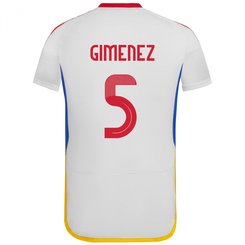 Miesten Venezuela Yenifer Giménez #5 Valkoinen Vieraspaita 24-26 Lyhythihainen Paita T-Paita