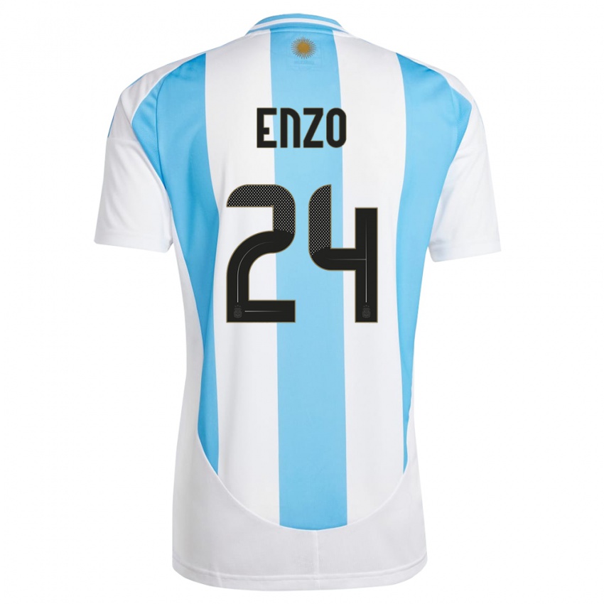 Naisten Argentiina Enzo Fernandez #24 Valkoinen Sininen Kotipaita 24-26 Lyhythihainen Paita T-Paita