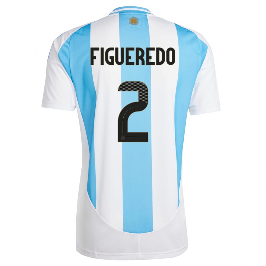 Naisten Argentiina Leandro Figueredo #2 Valkoinen Sininen Kotipaita 24-26 Lyhythihainen Paita T-Paita