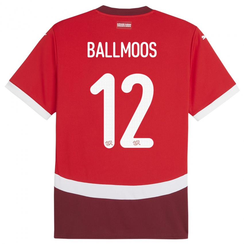 Naisten Sveitsi David Von Ballmoos #12 Punainen Kotipaita 24-26 Lyhythihainen Paita T-Paita