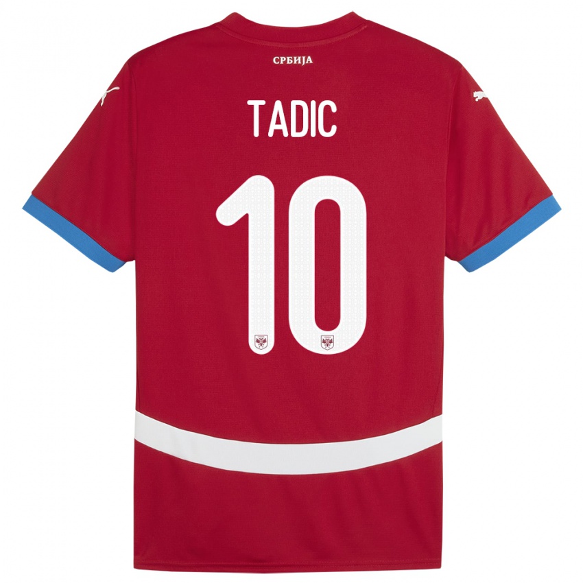 Naisten Serbia Dusan Tadic #10 Punainen Kotipaita 24-26 Lyhythihainen Paita T-Paita