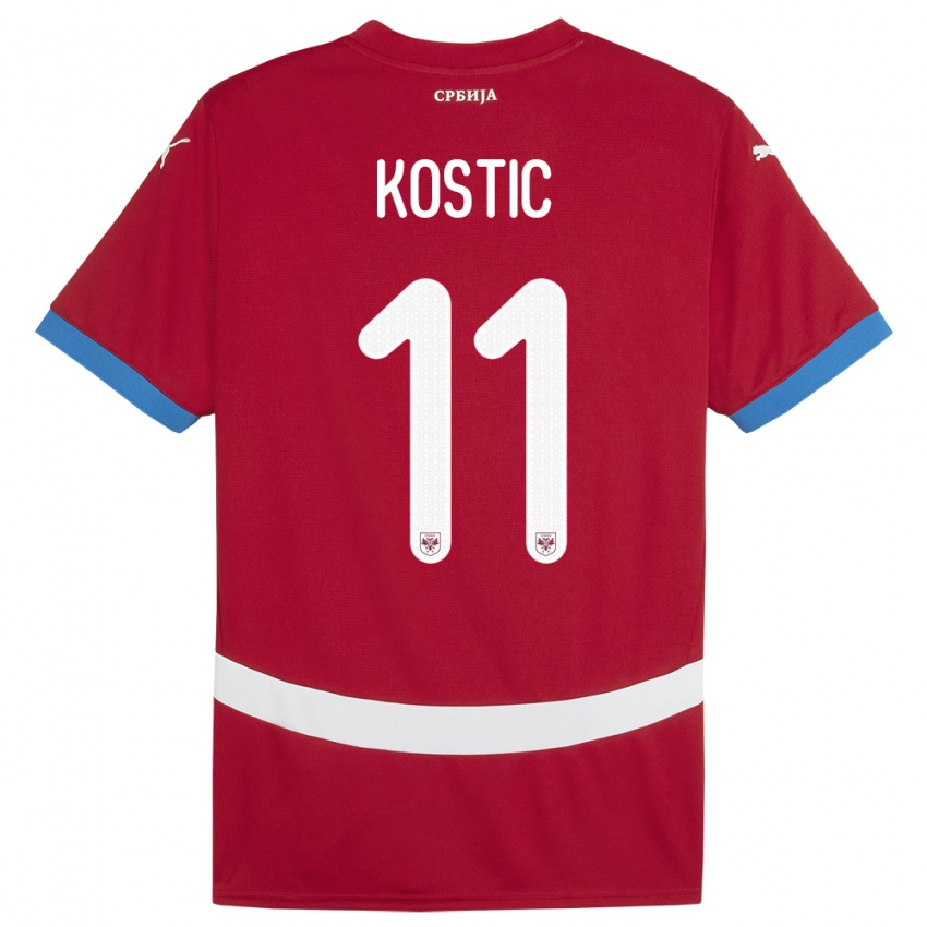 Naisten Serbia Filip Kostic #11 Punainen Kotipaita 24-26 Lyhythihainen Paita T-Paita