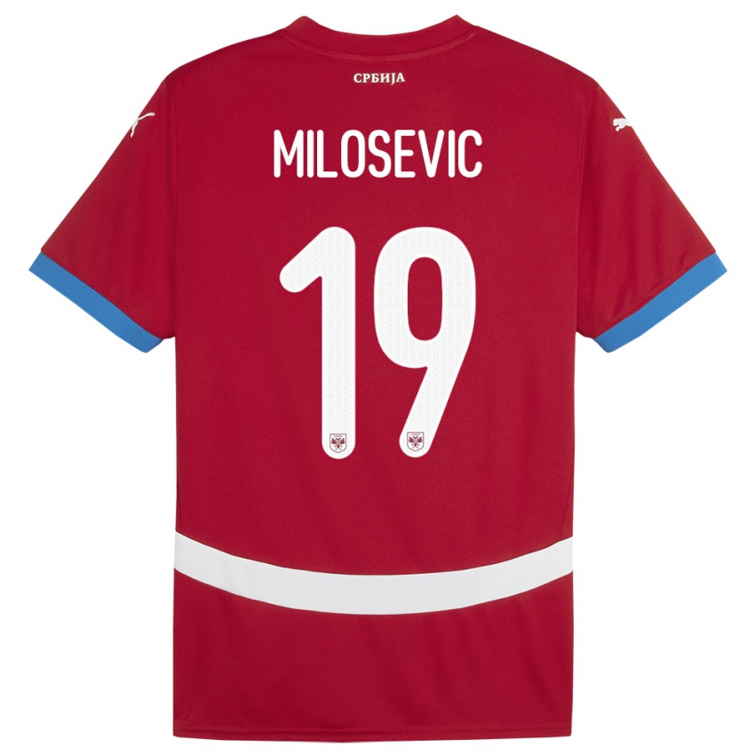 Naisten Serbia Jovan Milosevic #19 Punainen Kotipaita 24-26 Lyhythihainen Paita T-Paita