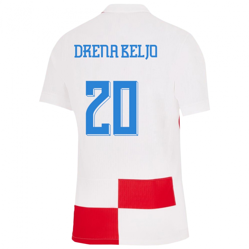 Naisten Kroatia Dion Drena Beljo #20 Valkoinen Punainen Kotipaita 24-26 Lyhythihainen Paita T-Paita
