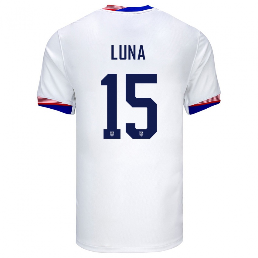 Naisten Yhdysvallat Diego Luna #15 Valkoinen Kotipaita 24-26 Lyhythihainen Paita T-Paita