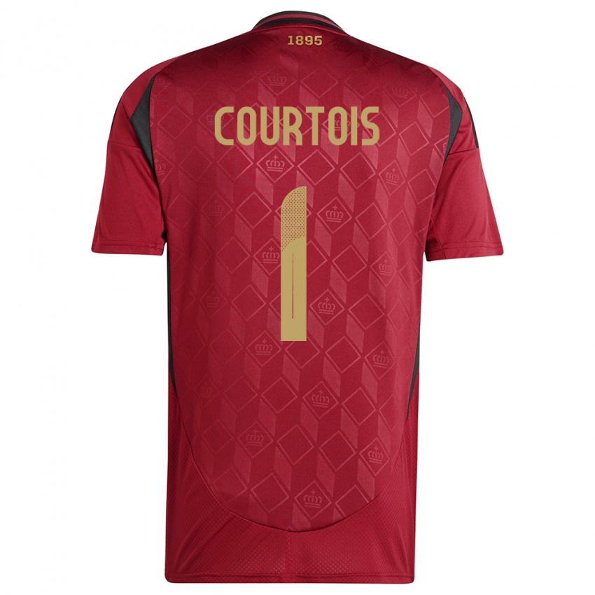 Naisten Belgia Thibaut Courtois #1 Burgundia Kotipaita 24-26 Lyhythihainen Paita T-Paita