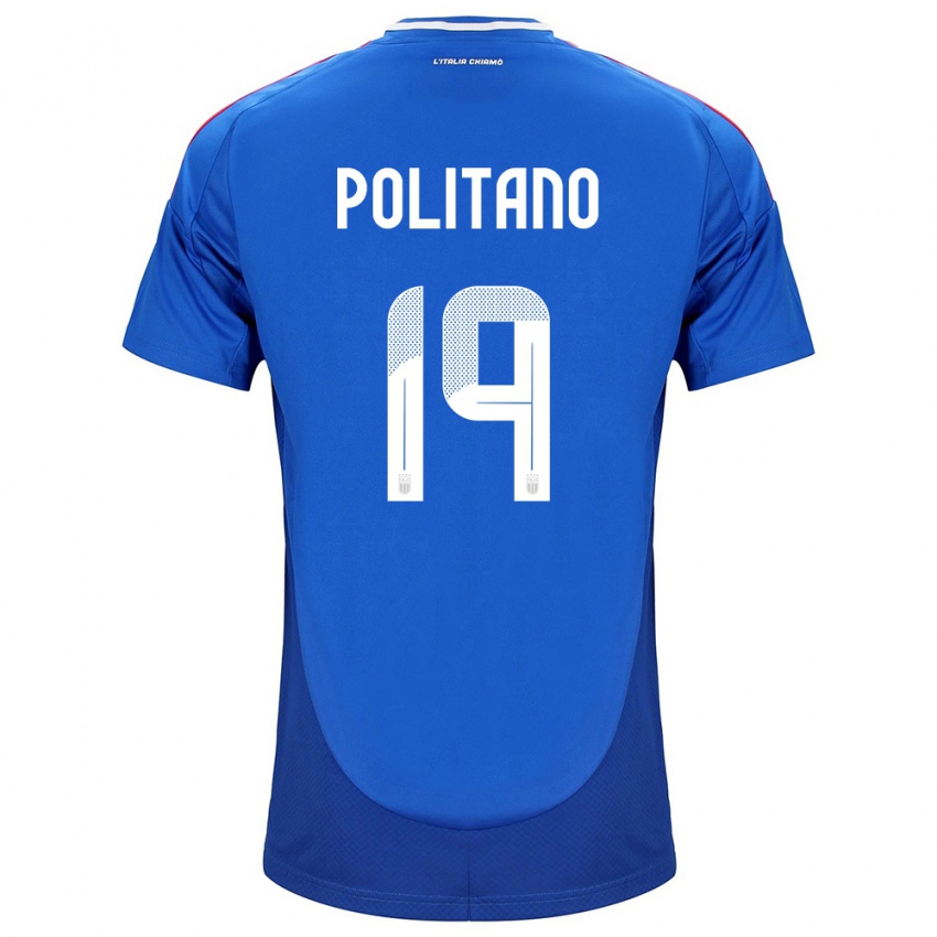 Naisten Italia Matteo Politano #19 Sininen Kotipaita 24-26 Lyhythihainen Paita T-Paita