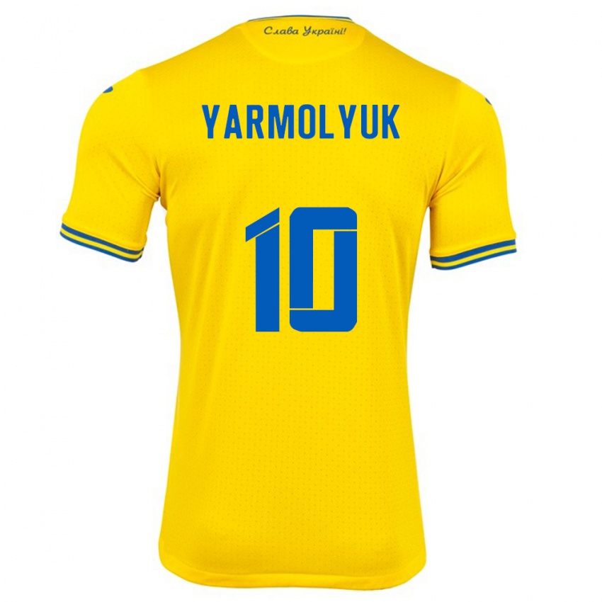 Naisten Ukraina Yegor Yarmolyuk #10 Keltainen Kotipaita 24-26 Lyhythihainen Paita T-Paita