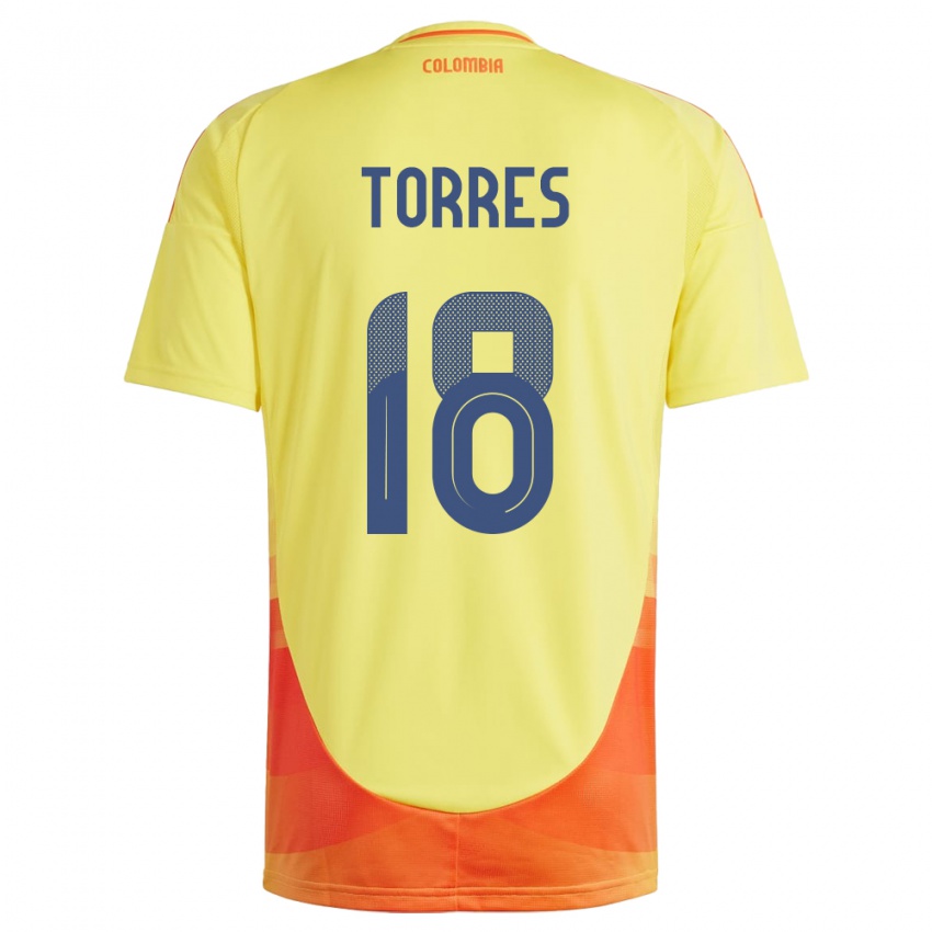Naisten Kolumbia Jhojan Torres #18 Keltainen Kotipaita 24-26 Lyhythihainen Paita T-Paita