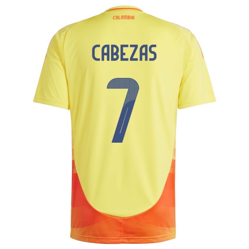 Naisten Kolumbia Jorge Cabezas #7 Keltainen Kotipaita 24-26 Lyhythihainen Paita T-Paita