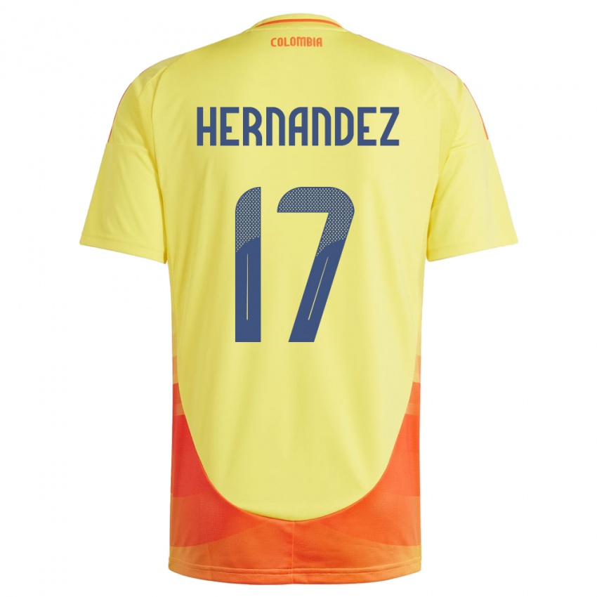Naisten Kolumbia Jhoan Hernández #17 Keltainen Kotipaita 24-26 Lyhythihainen Paita T-Paita