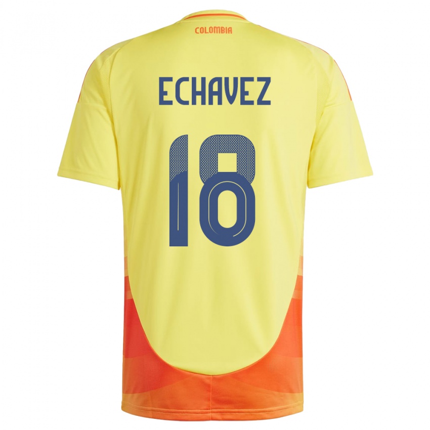 Naisten Kolumbia Jhon Echavez #18 Keltainen Kotipaita 24-26 Lyhythihainen Paita T-Paita