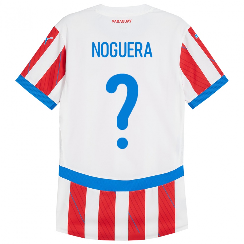 Naisten Paraguay Junior Noguera #0 Valkoinen Punainen Kotipaita 24-26 Lyhythihainen Paita T-Paita