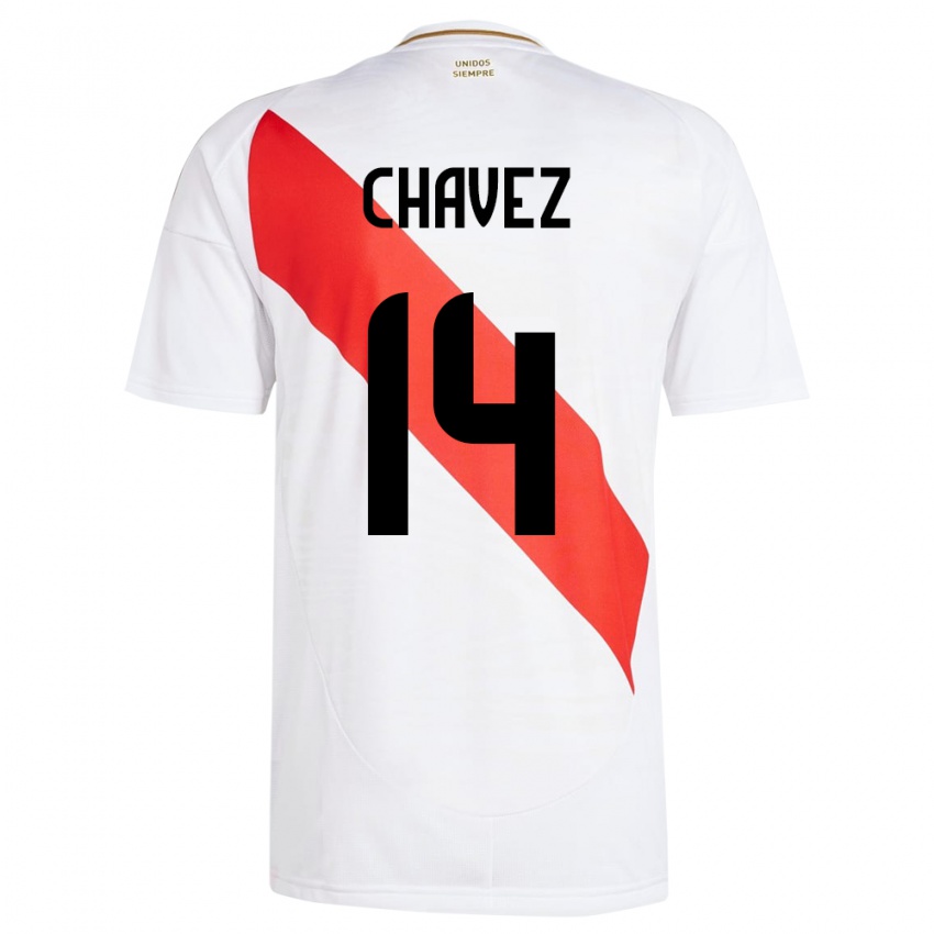 Naisten Peru Felipe Chávez #14 Valkoinen Kotipaita 24-26 Lyhythihainen Paita T-Paita