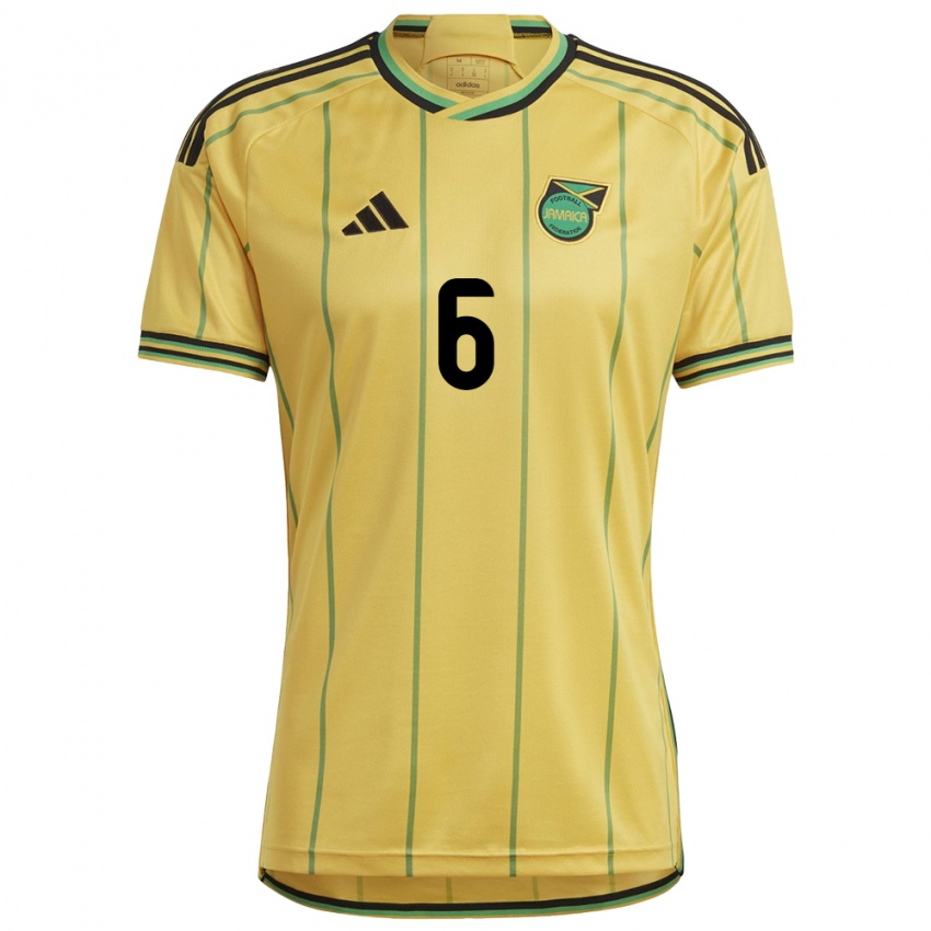 Naisten Jamaika Ronaldo Barrett #6 Keltainen Kotipaita 24-26 Lyhythihainen Paita T-Paita