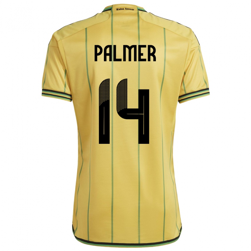 Naisten Jamaika Kasey Palmer #14 Keltainen Kotipaita 24-26 Lyhythihainen Paita T-Paita