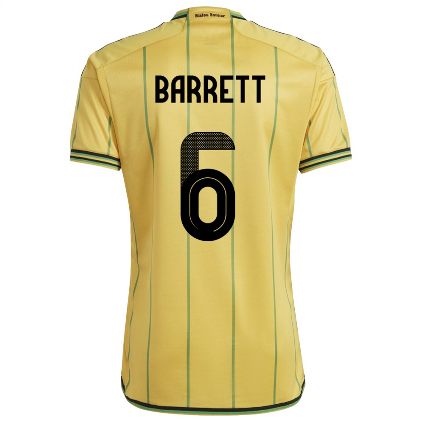 Naisten Jamaika Ronaldo Barrett #6 Keltainen Kotipaita 24-26 Lyhythihainen Paita T-Paita