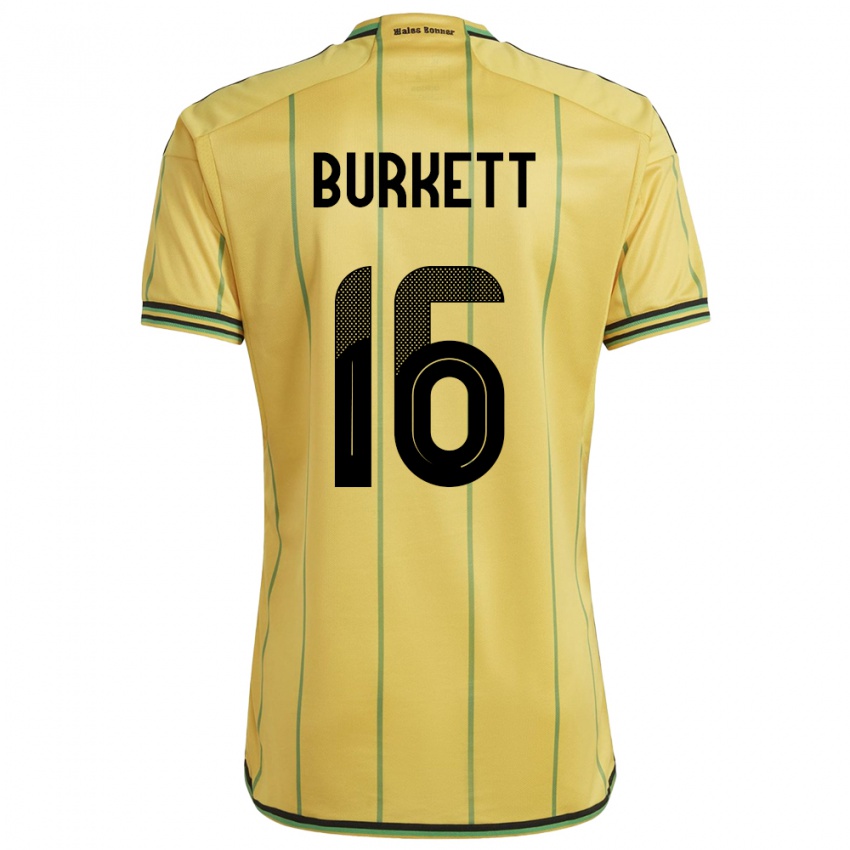 Naisten Jamaika Brian Burkett #16 Keltainen Kotipaita 24-26 Lyhythihainen Paita T-Paita