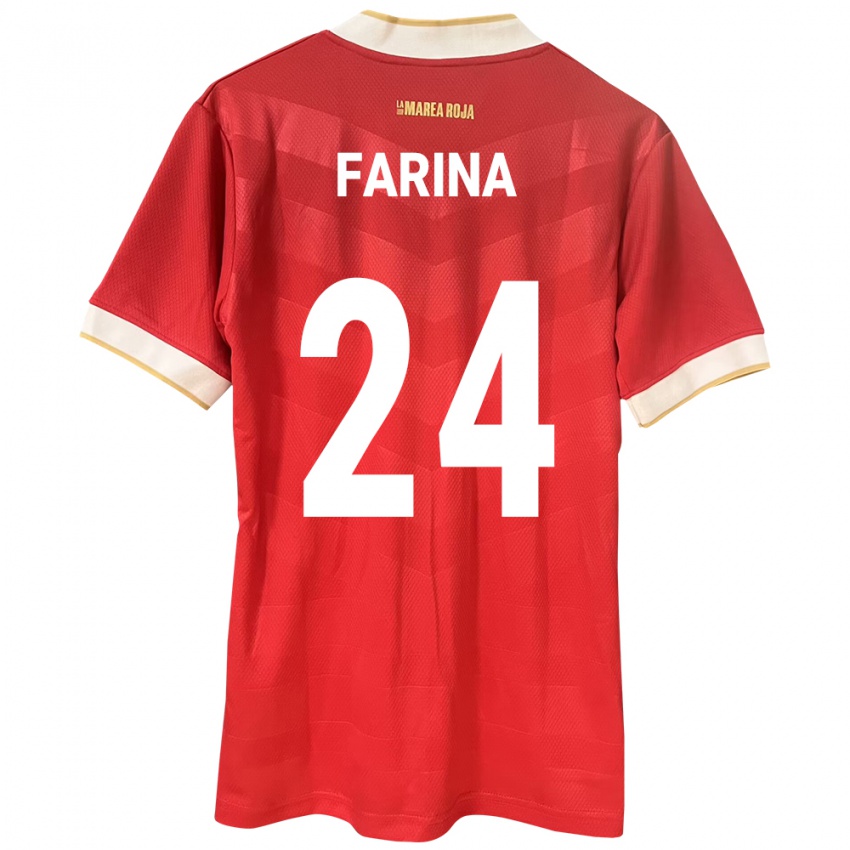 Naisten Panama Edgardo Fariña #24 Punainen Kotipaita 24-26 Lyhythihainen Paita T-Paita