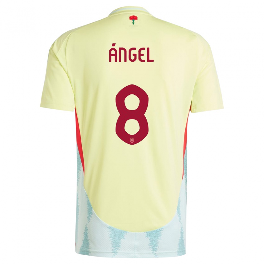 Naisten Espanja Manuel Angel #8 Keltainen Vieraspaita 24-26 Lyhythihainen Paita T-Paita