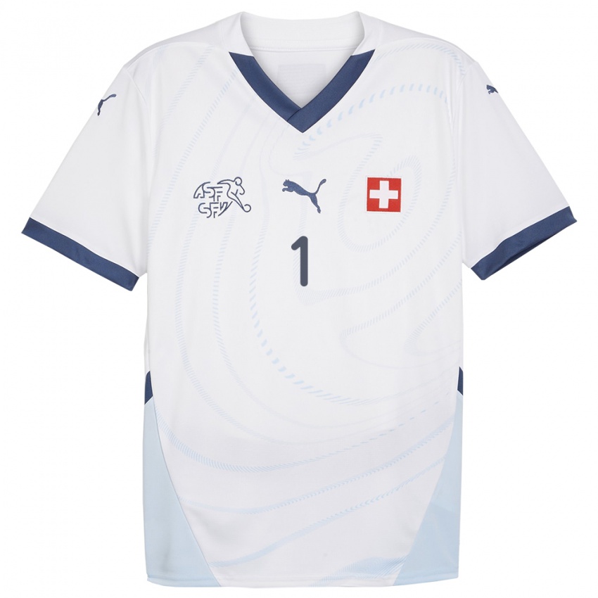 Naisten Sveitsi Gaelle Thalmann #1 Valkoinen Vieraspaita 24-26 Lyhythihainen Paita T-Paita