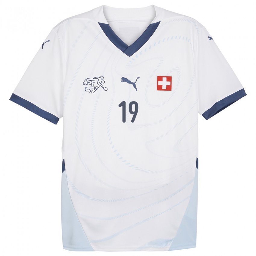 Naisten Sveitsi Evan Rossier #19 Valkoinen Vieraspaita 24-26 Lyhythihainen Paita T-Paita