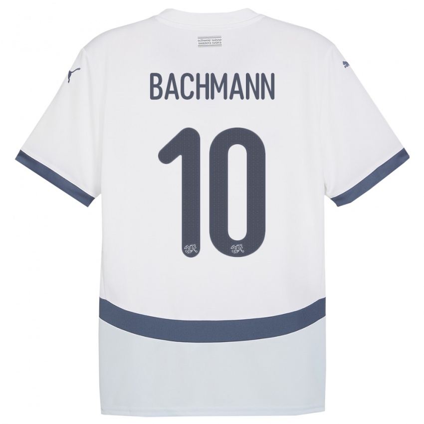Naisten Sveitsi Ramona Bachmann #10 Valkoinen Vieraspaita 24-26 Lyhythihainen Paita T-Paita