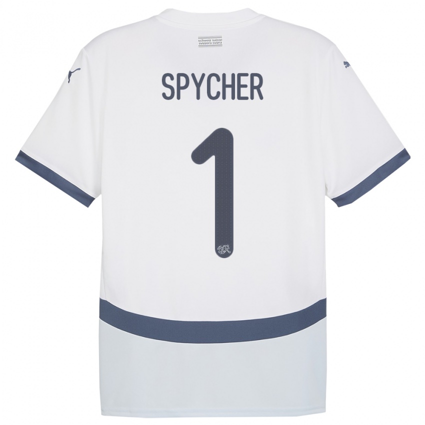Naisten Sveitsi Tim Spycher #1 Valkoinen Vieraspaita 24-26 Lyhythihainen Paita T-Paita