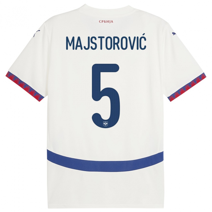 Naisten Serbia Milan Majstorovic #5 Valkoinen Vieraspaita 24-26 Lyhythihainen Paita T-Paita