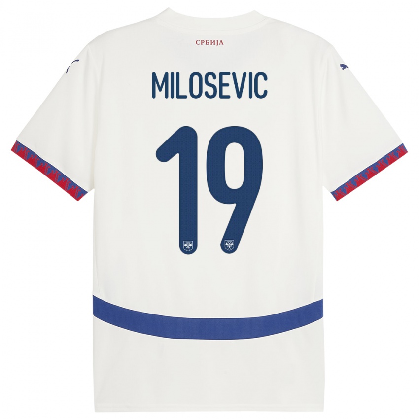 Naisten Serbia Jovan Milosevic #19 Valkoinen Vieraspaita 24-26 Lyhythihainen Paita T-Paita