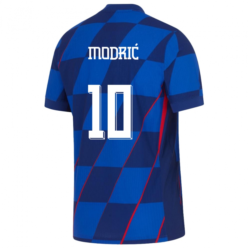 Naisten Kroatia Luka Modric #10 Sininen Vieraspaita 24-26 Lyhythihainen Paita T-Paita