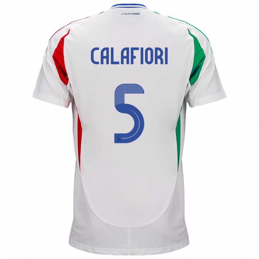 Naisten Italia Riccardo Calafiori #5 Valkoinen Vieraspaita 24-26 Lyhythihainen Paita T-Paita