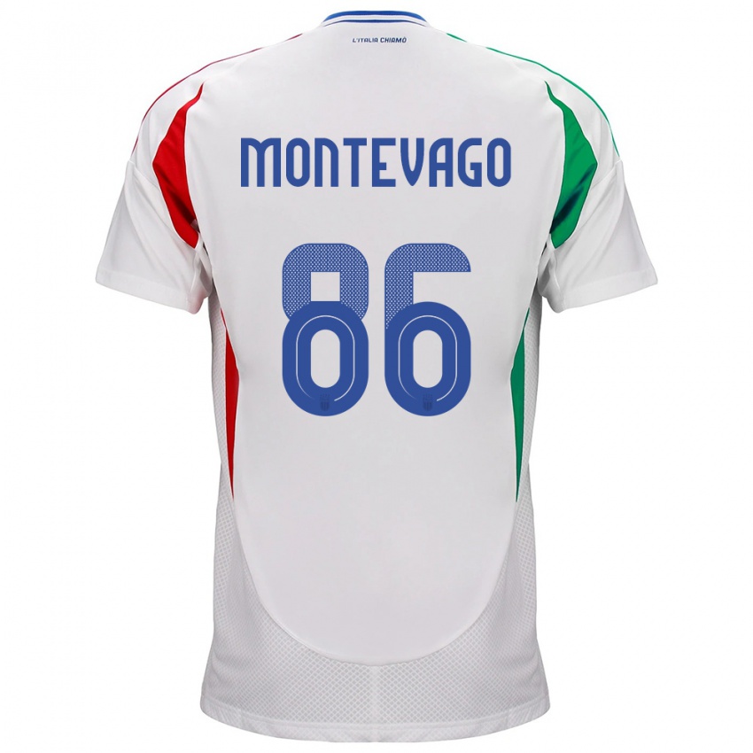 Naisten Italia Daniele Montevago #86 Valkoinen Vieraspaita 24-26 Lyhythihainen Paita T-Paita