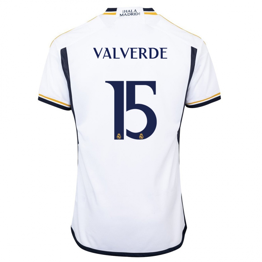 Lapset Federico Valverde #15 Valkoinen Kotipaita 2023/24 Lyhythihainen Paita T-Paita